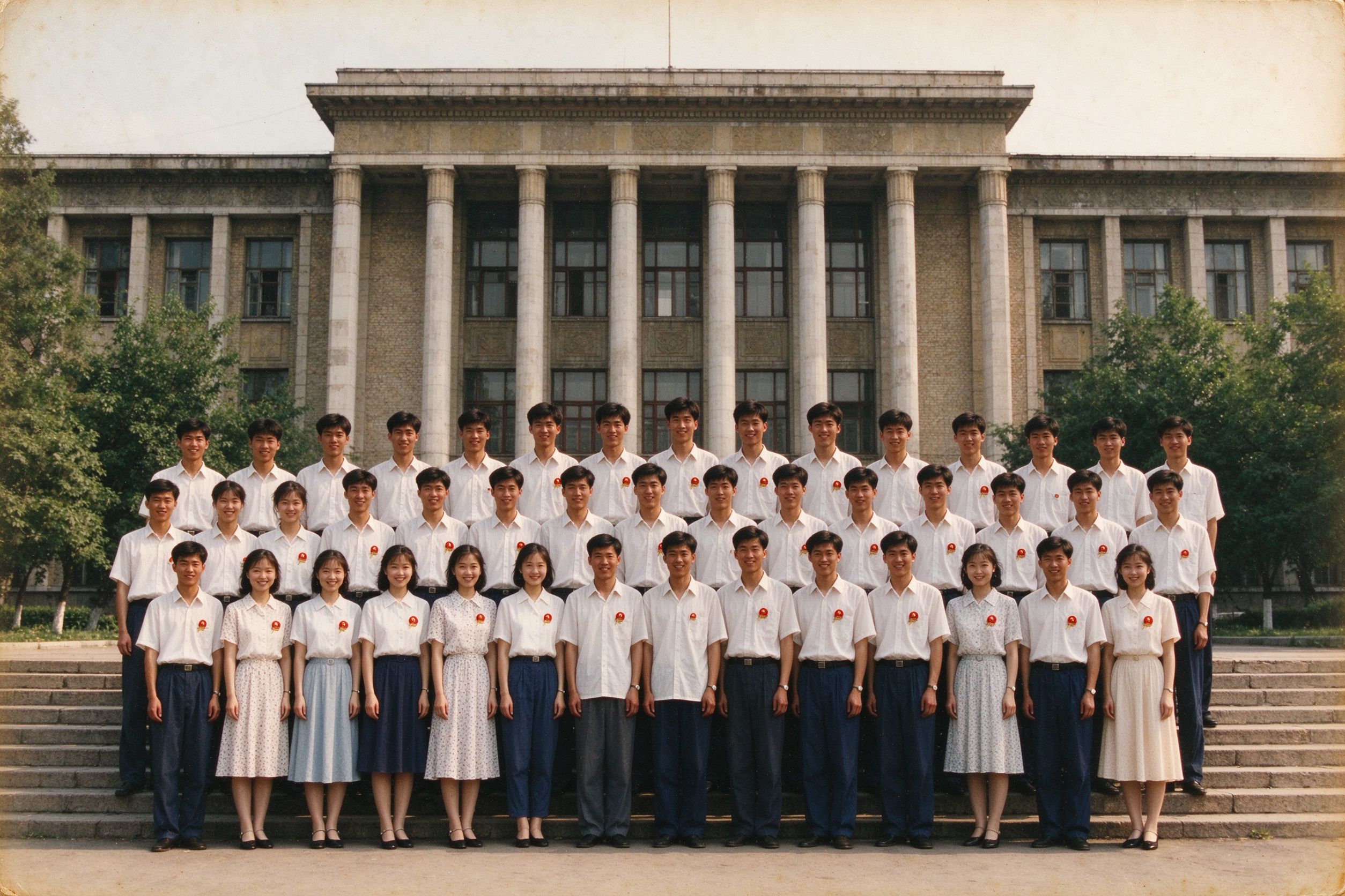 Vintage graduation group photograph of students