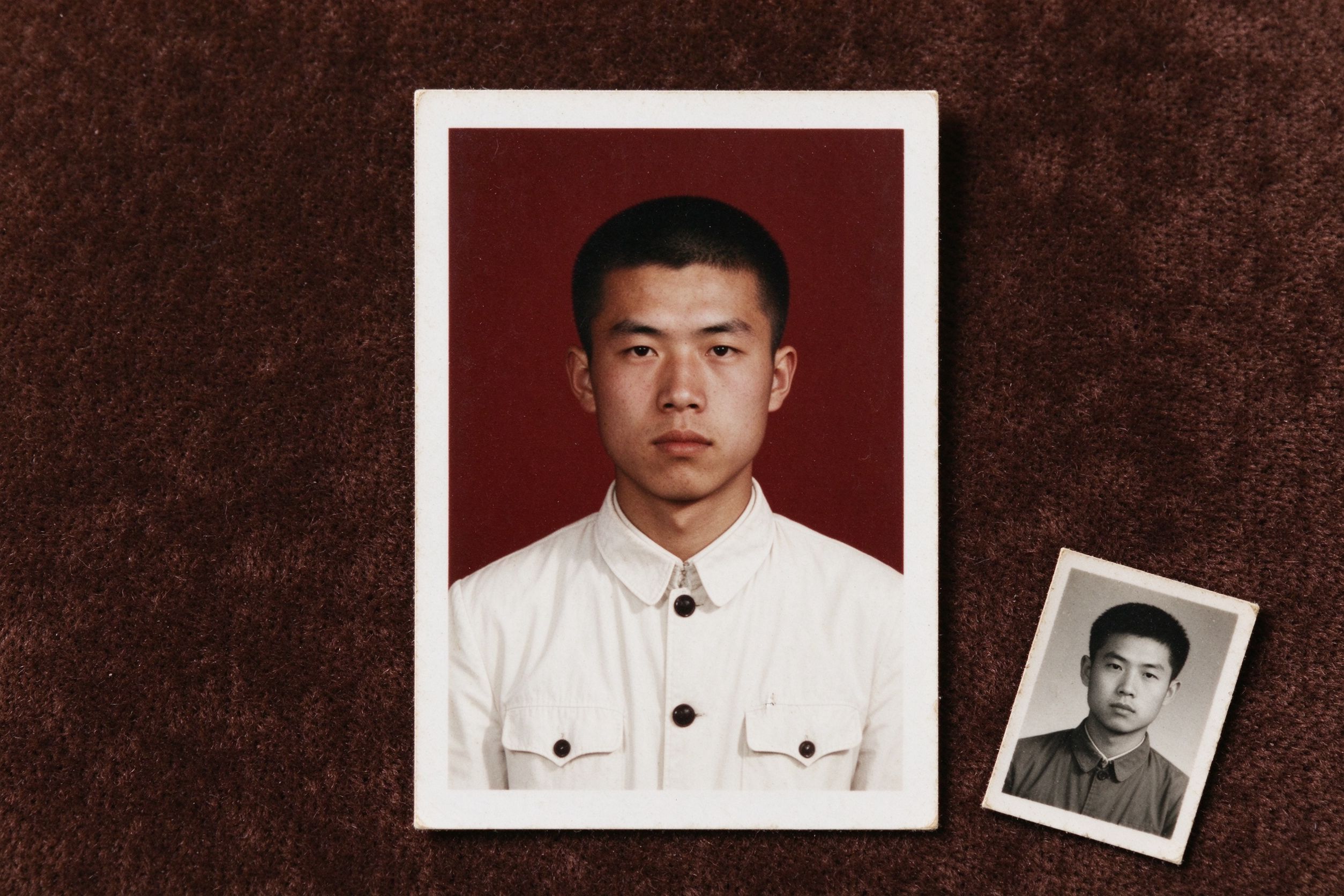 Small old identification and passport photographs