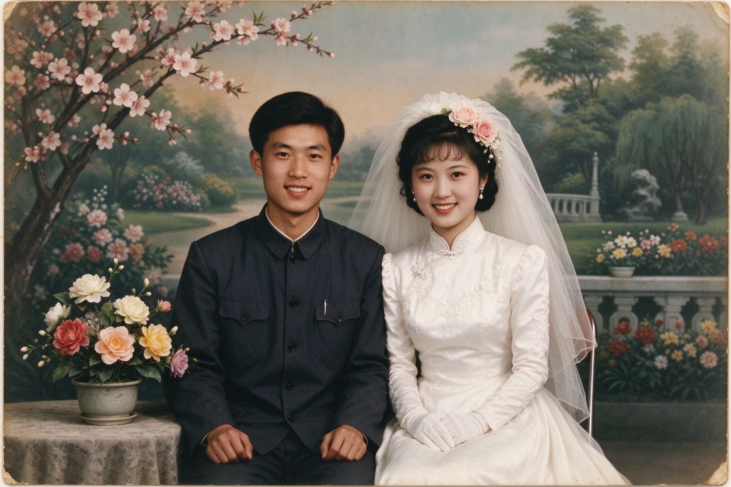 Vintage wedding photograph of a couple