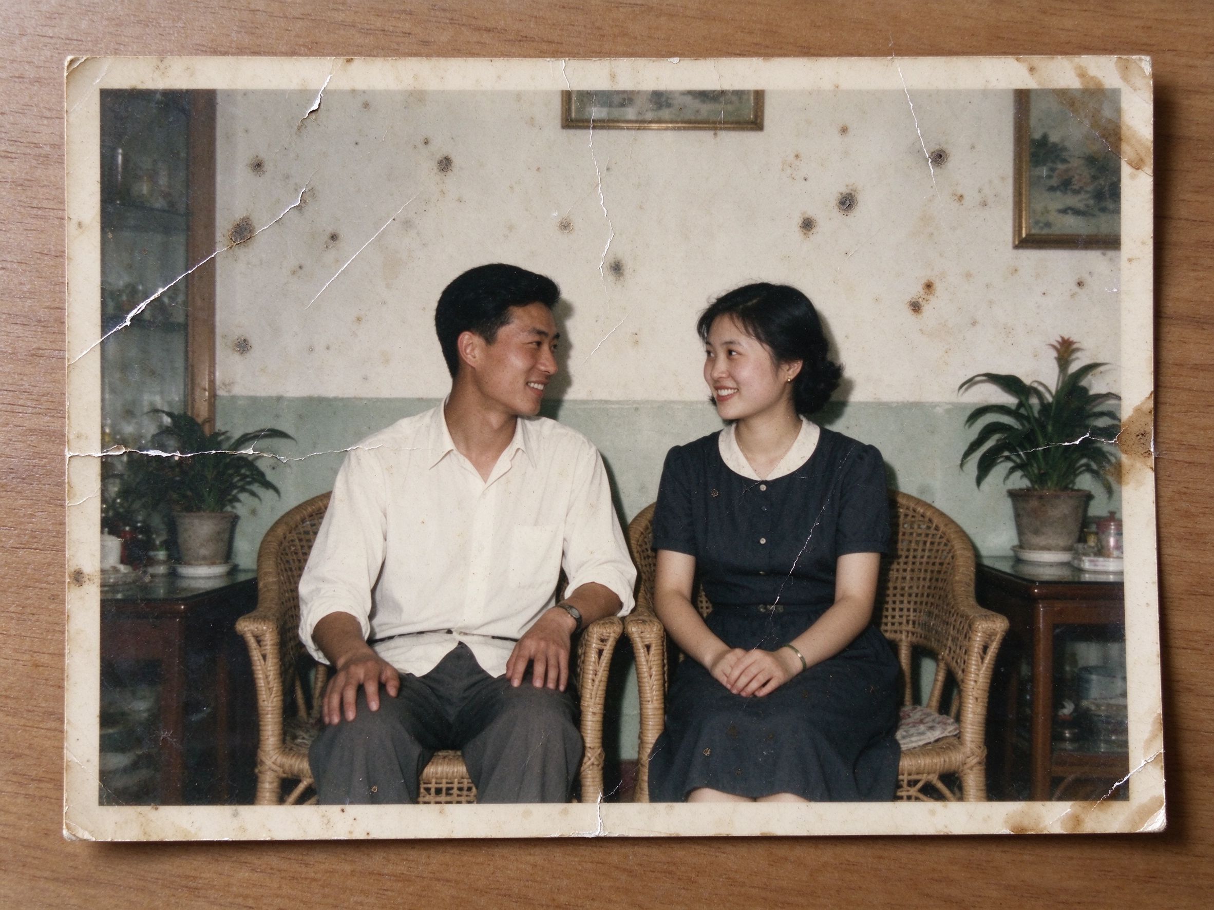 Old photograph with scratches and dust spots
